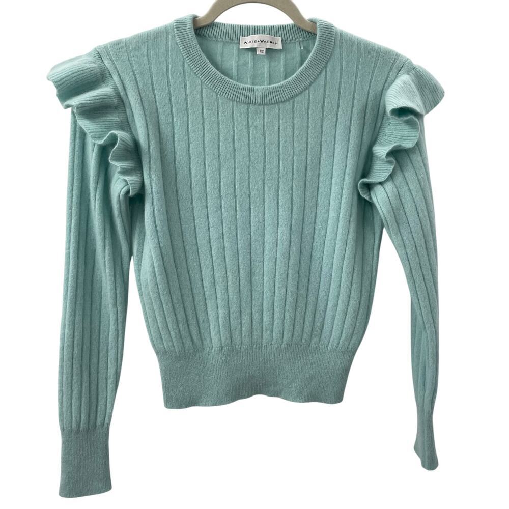 White + Warren Xs Flutter Sleeve Cashmere Sweater… - image 3